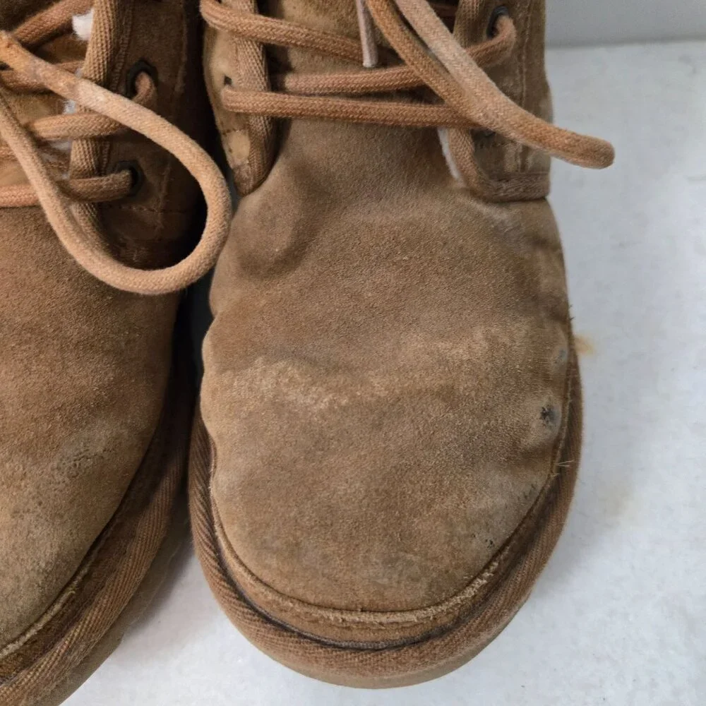 UGG Women's Size 6 Neumel Suede Chestnut Chukka Boots Lace-Up Wool Blend Lined